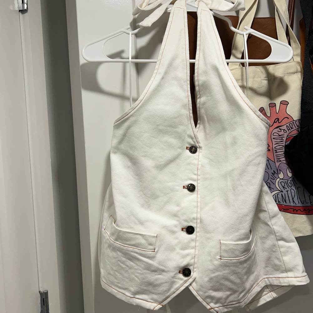 Lioness white denim halter top
